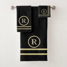 Elegantes Chic Black Gold Custom Monogram