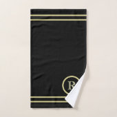 Elegantes Chic Black Gold Custom Monogram Badhandtuch Set (Handtuch)