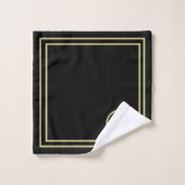 Elegantes Chic Black Gold Custom Monogram Badhandtuch Set (Waschlappen)