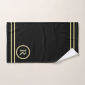 Elegantes Chic Black Gold Custom Monogram Badhandtuch Set (Handtuch)