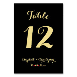 Elegantes Chic Black Imitats Gold Wedding Brautpar Tischnummer