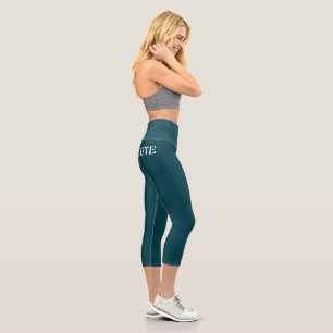 Elegantes Chic Blau Türkis Capri Leggings
