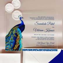 Elegantes Chic Blauglitzer Pfau Indische Hochzeit