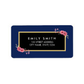 Elegantes Chic Blue mit Wasserfarbenfloradresse Adressaufkleber (Vorne)