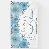Elegantes Chic Blue Watercolor Blume Brautparty Banner (Vertikal)