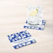 Elegantes Chic Blue White Floral Muster Rechteckiger Pappuntersetzer (Vor Ort)