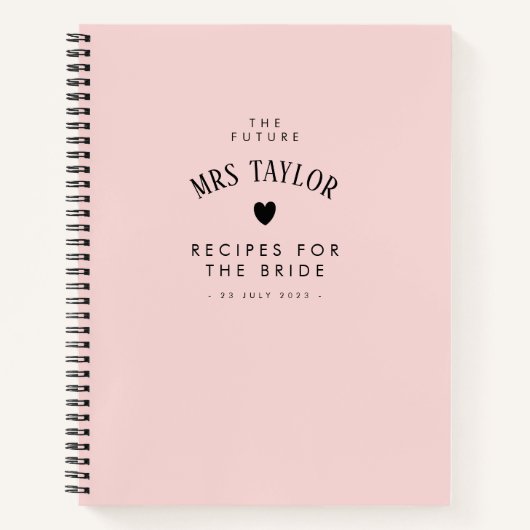 Elegantes Chic Blush Brautparty Rezept Notizblock (Vorderseite)