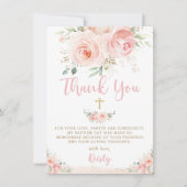 Elegantes Chic Blush Pink Floral Gold Taufe Foto Dankeskarte (Vorderseite)