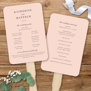 Elegantes Chic Blush Pink Hochzeitsfeierprogramm Fächer
