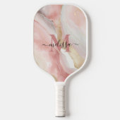 Elegantes Chic Blush Pink Monogramm Pickleball Schläger (Vorderseite)