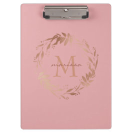 Elegantes Chic Blush Pink Rose Gold Monogramm Klemmbrett