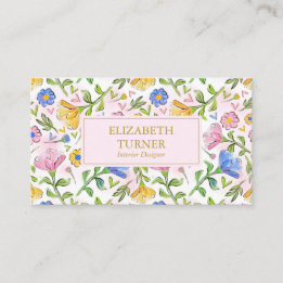 Elegantes Chic Blush Pink Yellow Blue Floral Muste Visitenkarte