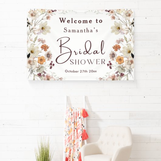 Elegantes Chic Boho Rustic Wildblume Brautparty Banner (InSitu)