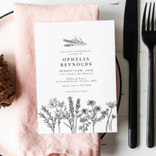 Elegantes Chic Boho Wildblume Brautparty Einladung