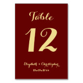 Elegantes Chic Brown Imitate Gold Wedding Brautpar Tischnummer (Vorderseite)