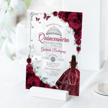 Elegantes Chic Burgunder-Rosen Silber Quinceanera 
