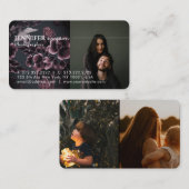 Elegantes Chic Burgundy Blumenmuster 3 Fotos Visitenkarte (Vorne/Hinten)