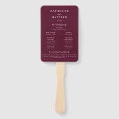 Elegantes Chic Burgundy Hochzeitsfeierprogramm Fächer (Vorderseite)