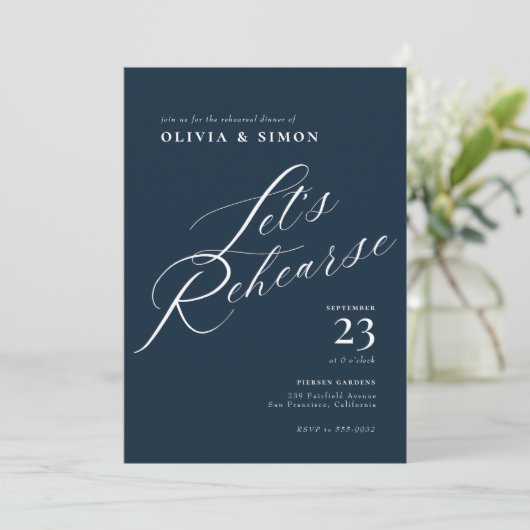 Elegantes Chic Calligraphy Probe Dinner Einladung (Stehend Vorderseite)