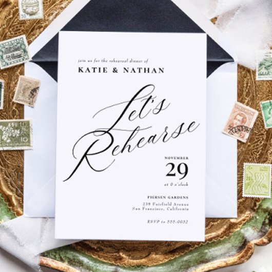 Elegantes Chic Calligraphy Probe Dinner Einladung