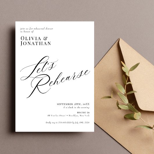 Elegantes Chic Calligraphy Probeessen Einladung