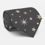 Elegantes Chic Classy Gray Silver Stars Monogramm Krawatte (Gerollt)