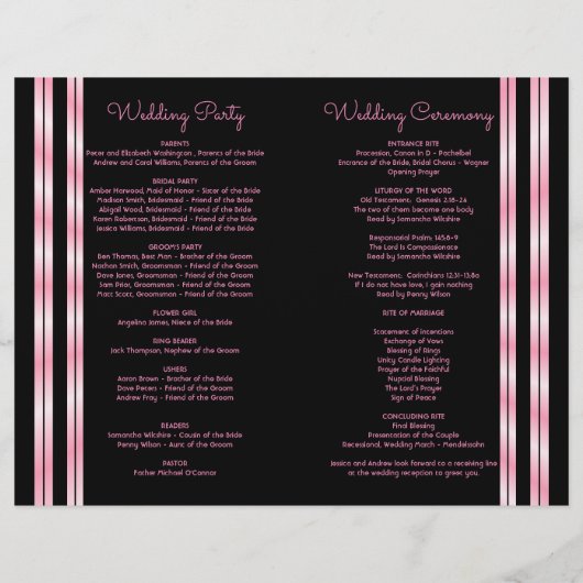 Elegantes Chic Corner Rose Bouquet Hochzeitsprogra (Rückseite)