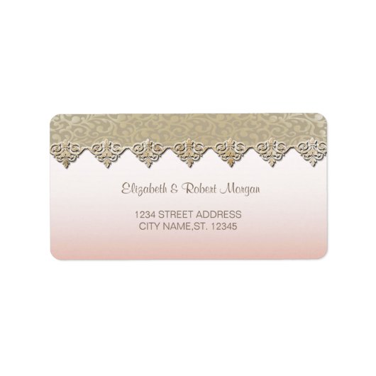 Elegantes Chic Damask Hochzeitslabel Adressaufkleber (Vorne)