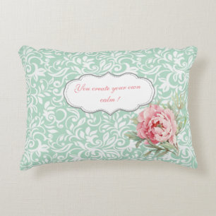 Elegantes Chic Damast, Rosen, Motivierende Nachric Zierkissen