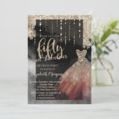 Elegantes Chic Dress 50. Geburtstagsparty Einladung (Stehend Vorderseite)
