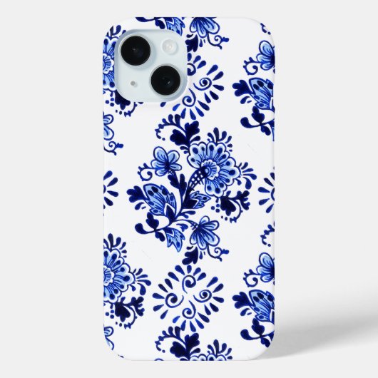 Elegantes Chic Dutch Delft Blumenmuster Case-Mate iPhone Hülle (Rückseite)