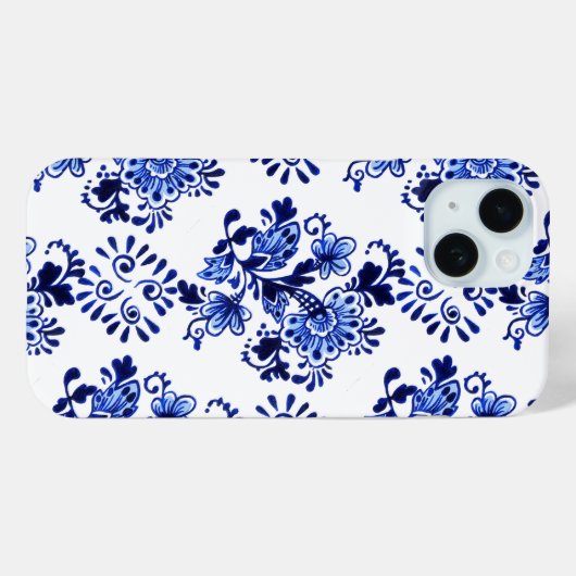 Elegantes Chic Dutch Delft Blumenmuster Case-Mate iPhone Hülle (Rückseite (Horizontal))