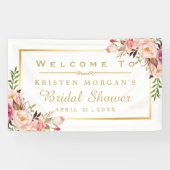 Elegantes Chic Floral Gold Frame Brautparty Banner (Horizontal)
