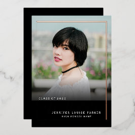 Elegantes Chic Foto Abschluss ROSE GOLD Folieneinladung