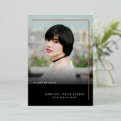 Elegantes Chic Foto Abschluss ROSE GOLD Folieneinladung (Stehend vorne)