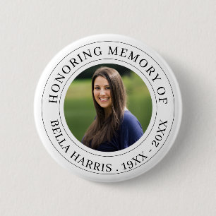 Elegantes Chic Gedenkfoto-Tribut-Design Button