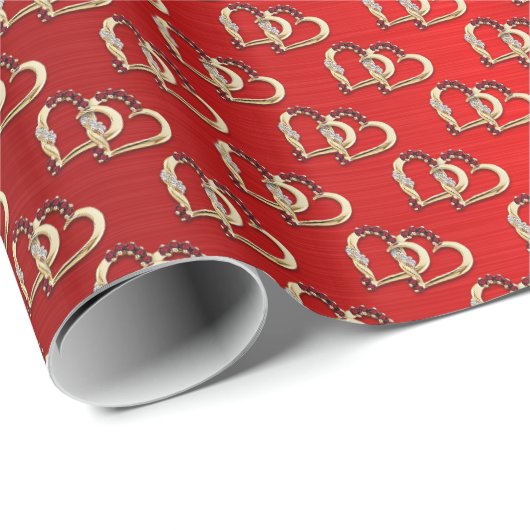 Elegantes Chic Glossy Liebhaber Herzklopfpapier Geschenkpapier (Rolleneckpunkt)