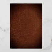 Elegantes Chic Gold auf Braun Leder Hochzeit Folieneinladung (Rückseite)