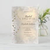 Elegantes Chic Gold Blätter Brautparty Einladung (Stehend Vorderseite)