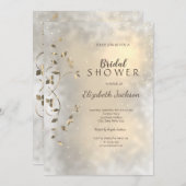 Elegantes Chic Gold Blätter Brautparty Einladung (Vorne/Hinten)