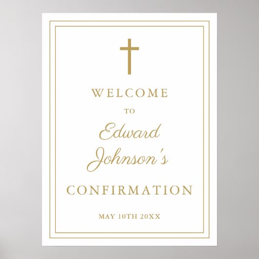 Elegantes Chic Gold Border Confirmation Willkommen Poster (Vorne)
