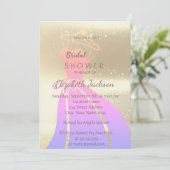 Elegantes Chic Gold , Bride Dress Brautparty Einladung (Stehend Vorderseite)