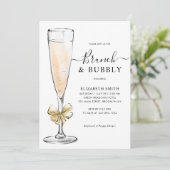 Elegantes Chic Gold Brunch und Bubbly Brautparty Einladung (Stehend Vorderseite)