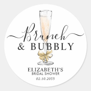 Elegantes Chic Gold-Brunch und Bubbly-Junggesellin Runder Aufkleber