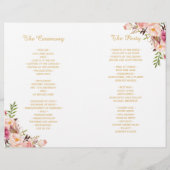 Elegantes Chic Gold Floral Folded Wedding Programm (Rückseite)