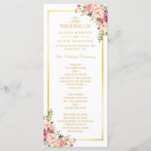Elegantes Chic Gold Frame Floral Wedding Programm (Vorderseite)