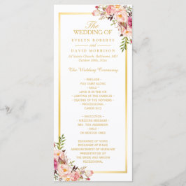 Elegantes Chic Gold Frame Floral Wedding Programm