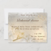 Elegantes Chic Gold Hearts, Birds Probe Dinner Einladung (Vorderseite)