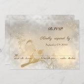 Elegantes Chic Gold Hearts, Birds UAWG Einladung (Vorne/Hinten)