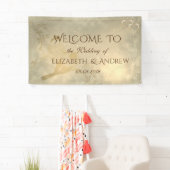 Elegantes Chic Gold Hearts, Birds Wedding Banner (Insitu)